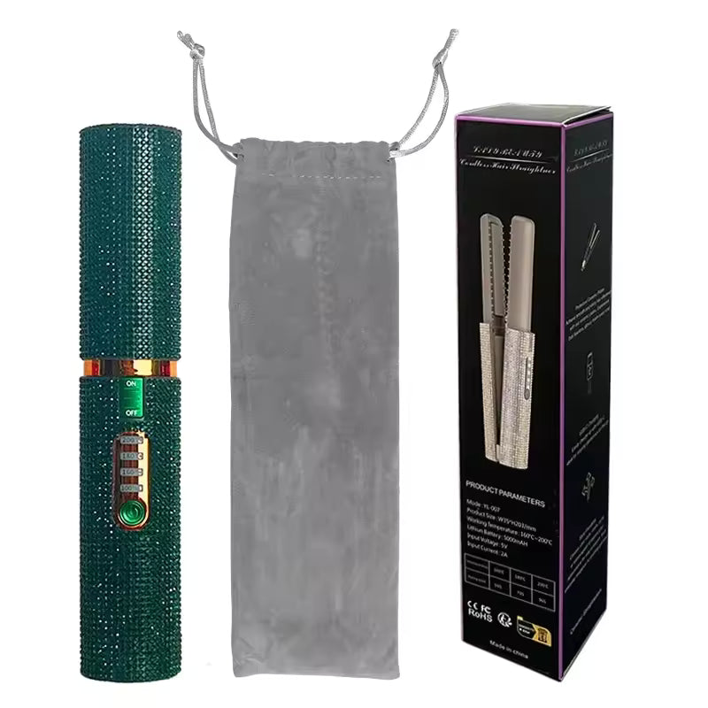 Wireless straightener with shiny stones